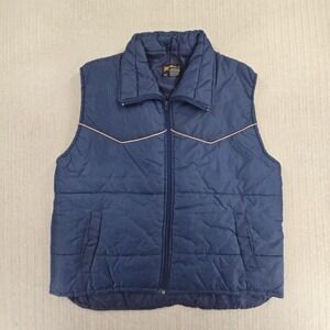 Vintage Rio Grande Vest Mens XL Blue Puffer Western Quilted Insulated Cowboy 80s